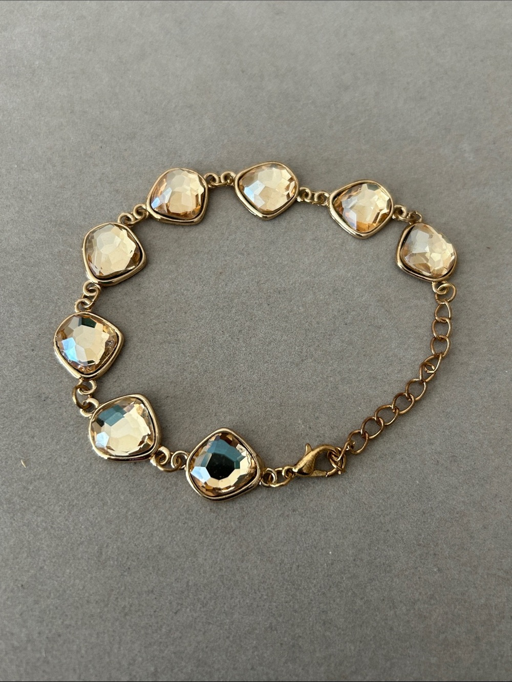 Gold-Tone Champagne Crystal Stone Bracelet - Women Jewelry